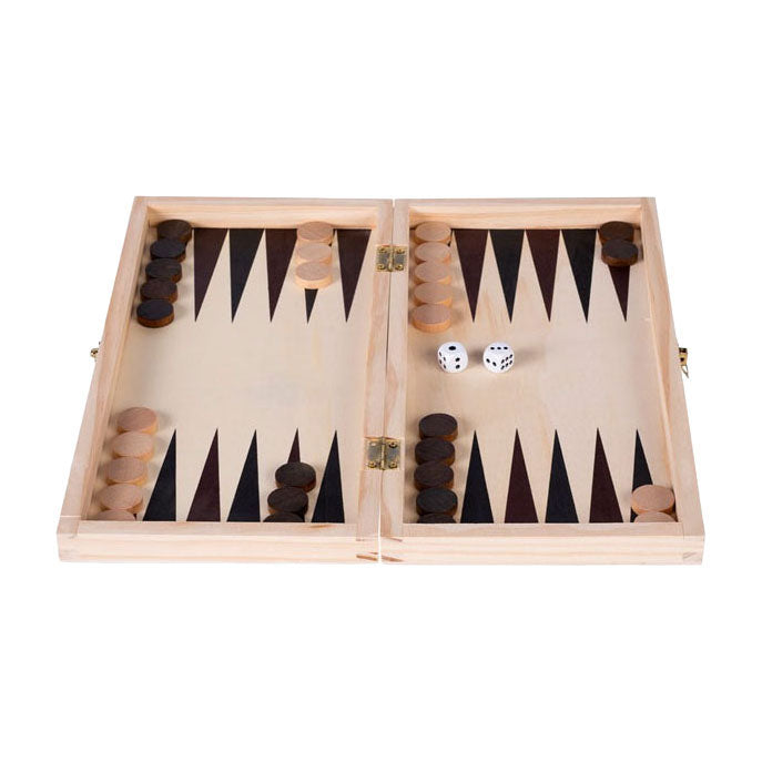 Load image into Gallery viewer, Engelhart opklapbare schaak backgammon set – berkenhout – houten schaakstukken koning 60 mm – spelbord 29 x 29 cm – luxe houten spelset – 2 spellen in 1 -
