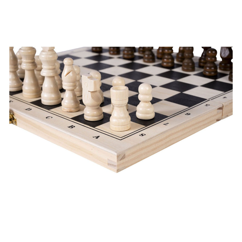 Load image into Gallery viewer, Engelhart opklapbare schaak backgammon set – berkenhout – houten schaakstukken koning 60 mm – spelbord 29 x 29 cm – luxe houten spelset – 2 spellen in 1 -
