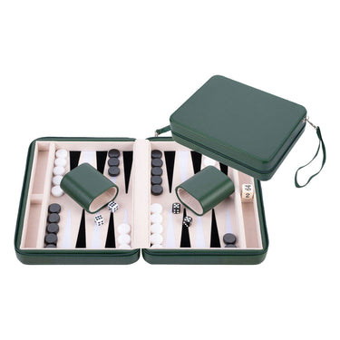 Backgammon reisspel met rits - groen