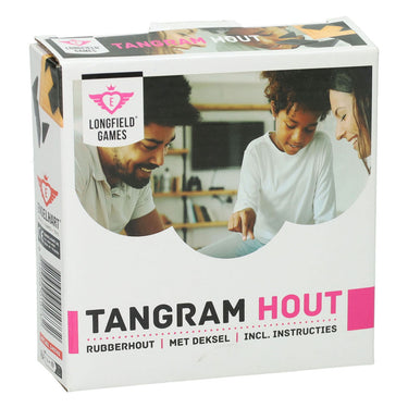 Longfield tangram - blank hout - rubberhout - inclusief voorbeelden en oplossingen - doosje - 13 x 13 cm - engelhart