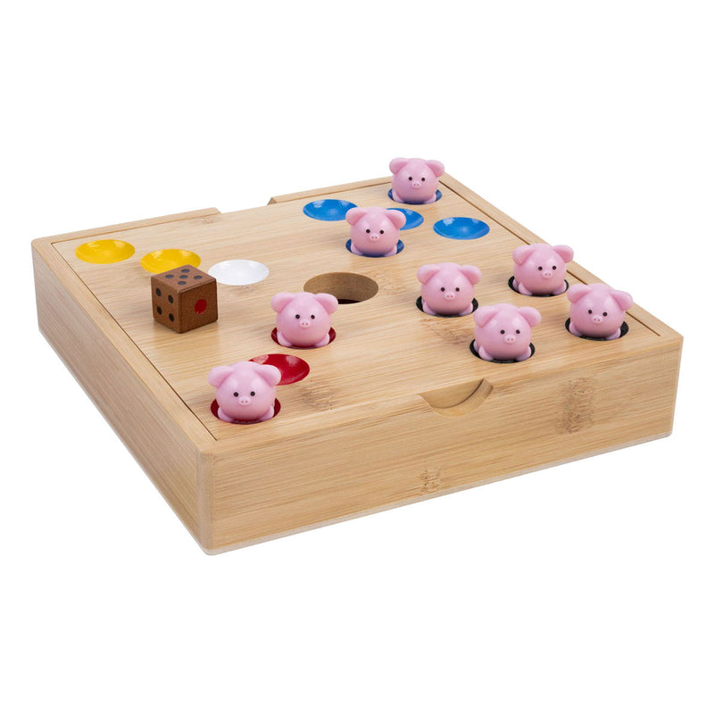 Load image into Gallery viewer, Engelhart pig hole game – bamboe – 60 siliconen varkentjes – strategisch gezelschapsspel – tactisch bordspel –
