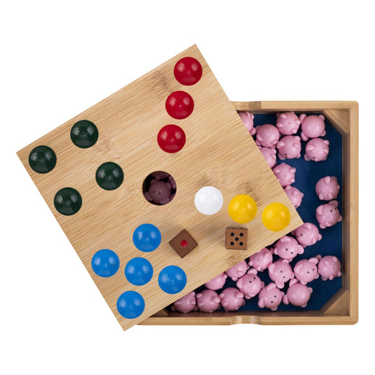 Engelhart pig hole game – bamboe – 60 siliconen varkentjes – strategisch gezelschapsspel – tactisch bordspel –