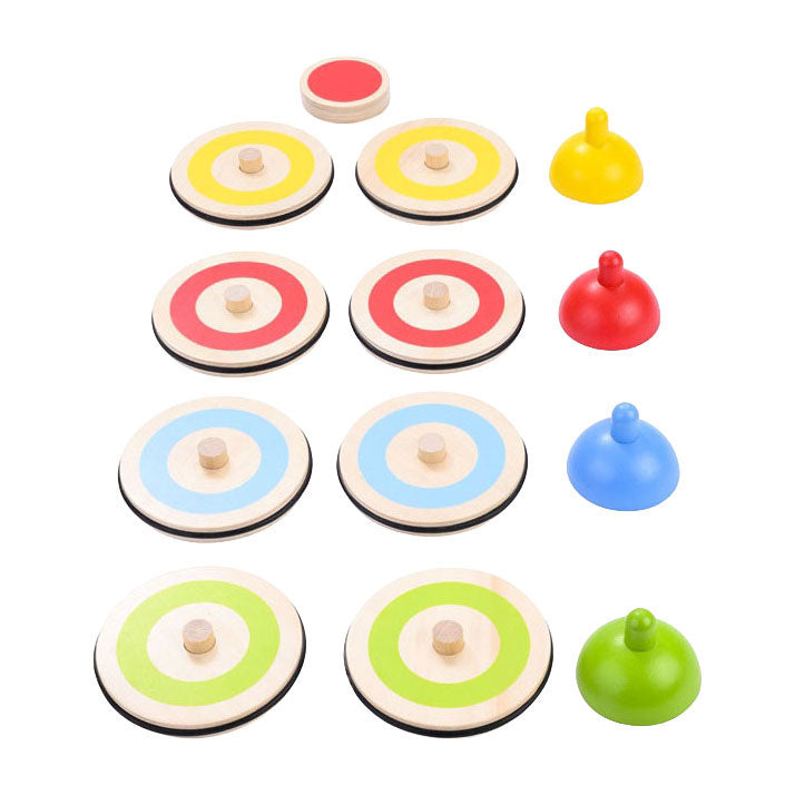 Load image into Gallery viewer, Engelhart indoor curling spel – houten speelset – tafel curling game – behendigheidsspel – inclusief 8 stones, 4 pionnen en target – gezelschapsspel –

