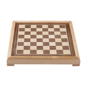 Engelhart schaakset 40x40 cm – luxe houten schaakbord ingelegd esdoorn walnoot fineer – koning 77 mm – met opbergsysteem – inclusief colourbox – houten schaakstukken bord –