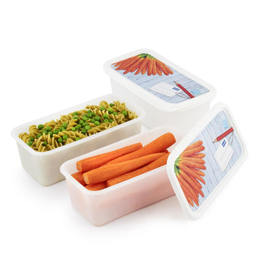 Rotho domino diepvriesdozenset 3-delig 1,2l etiket decor beschrijfbaar