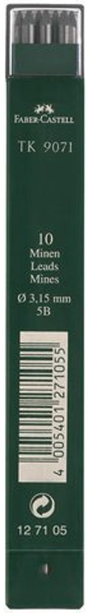 Faber-castell potloodstiftjes vulpotlood - tk9071 - lijnbreedte 3,15mm - hardheid 5b - 10 stuks in koker - fc-127105