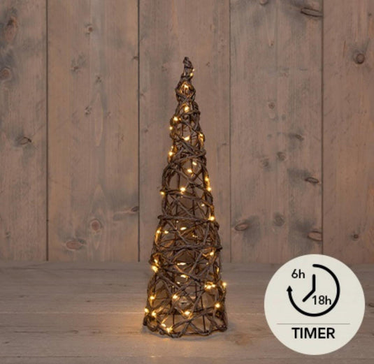 Anna's collection verlichte kegel 60led classicwarm 40cm werkt op 3xaa batterijen met 6uur timer