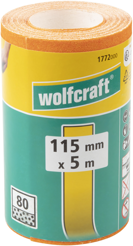 Wolfcraft schuurpapierrol | voor hout metaal | 5m x 115mm | korrel 80 | 1 stuk - 1772000