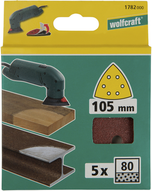 Wolfcraft hechtschuurbladen | k80 | geperforeerd | ø105mm | 5 stuks - 1782000