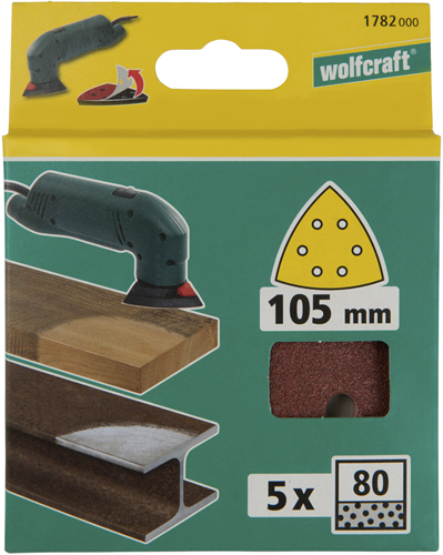 Load image into Gallery viewer, Wolfcraft hechtschuurbladen | k80 | geperforeerd | ø105mm | 5 stuks - 1782000
