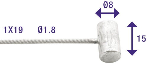 Elvedes Achterrem binnenkabel Honda Camino 2000mm verzinkt T-nippel (op kaart)