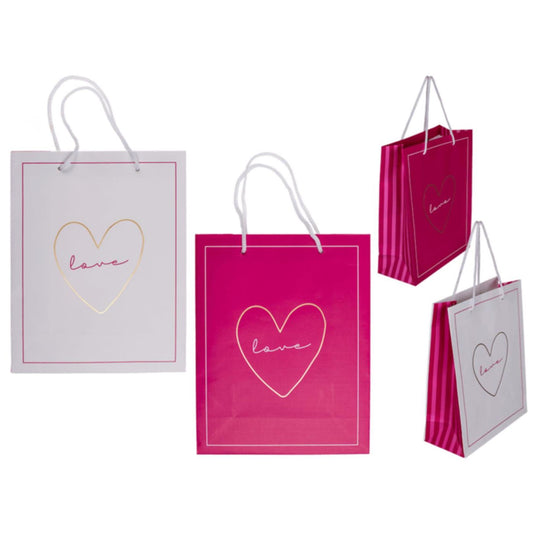 Ootb cadeautasje love 18x8x23cm roze wit