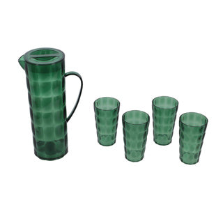 Load image into Gallery viewer, Schenkkan met 4 drinkglazen kunststof groen set van 5
