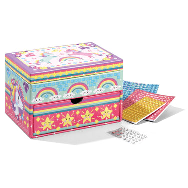 Totum unicorn sieraden doosje versieren - speelgoed meisjes knutselen cadeau tip - mozaïek 15 x 10 x 10 cm cadeau tip meisjes en jongens vanaf 3 jaar