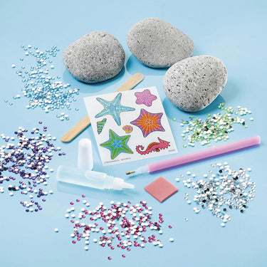 Totum knutselset stenen versieren met zeester incl. 350+ strass steentjes - rock starfish cadeautip creatief speelgoed meisjes en jongens knutselen