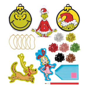 Totum the grinch - 5 diamond painting hangers maken - speelgoed jongens en meisjes vanaf 5 jaar - knutselset home deco