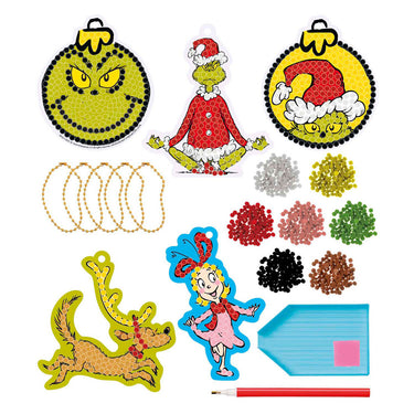 Totum the grinch - 5 diamond painting hangers maken - speelgoed jongens en meisjes vanaf 5 jaar - knutselset home deco