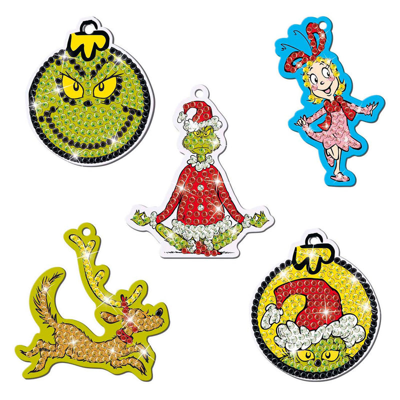 Load image into Gallery viewer, Totum the grinch - 5 diamond painting hangers maken - speelgoed jongens en meisjes vanaf 5 jaar - knutselset home deco
