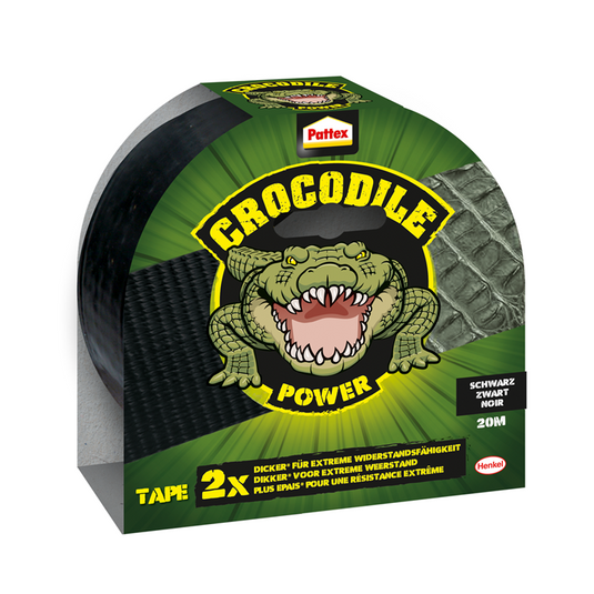 Pattex 1066455 - crocodile powertape 20m zwart | 8 stuks