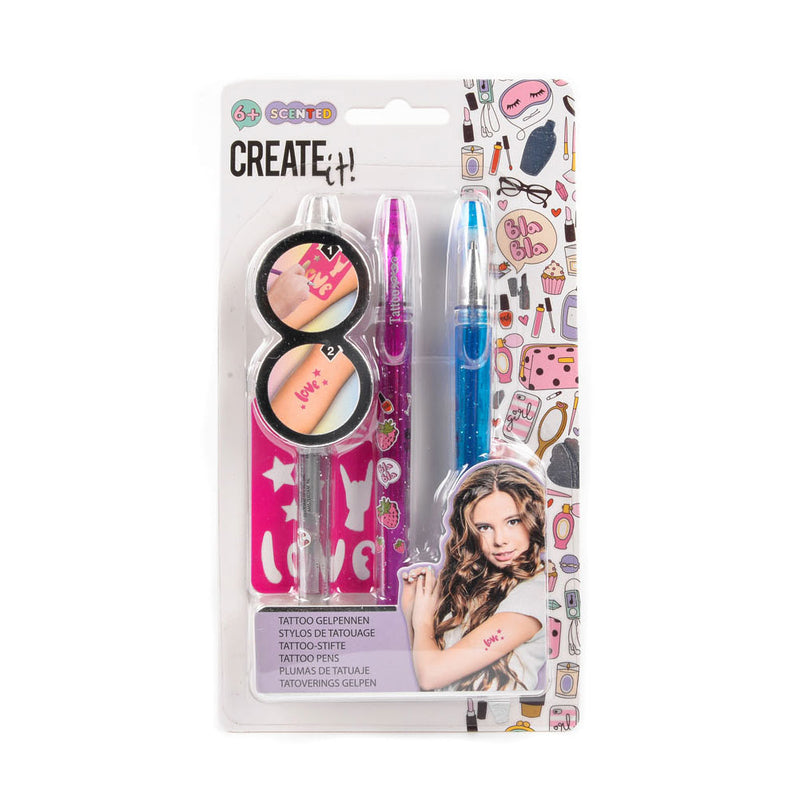 Load image into Gallery viewer, Create it! beauty tattoo geurpennen, 3st + sjabloon
