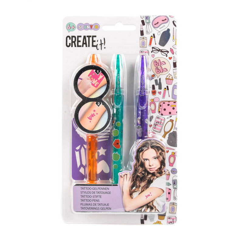 Load image into Gallery viewer, Create it! beauty tattoo geurpennen, 3st + sjabloon
