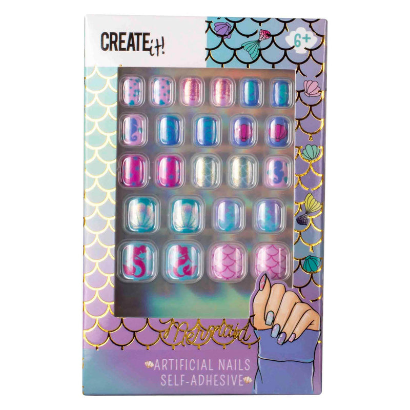 Load image into Gallery viewer, Create it! mermaid kunstnagels - zelfklevende nagelset voor kinderen.
