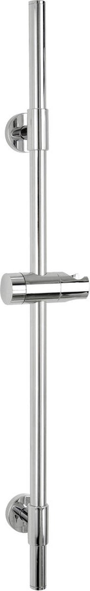Wenko douchestang basic rvs chroom, lengte 66cm, diameter 19mm, met douchekophouder en 2 wandsteunen - glijstang chroom