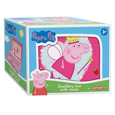 Bambolino peppa pig sieradendoosje, juwelenkistje, muziekdoosje - met draaiende peppa ballerina en spiegel - junior peuter en kleuterspeelgoed vanaf 3 jaar - cadeautip