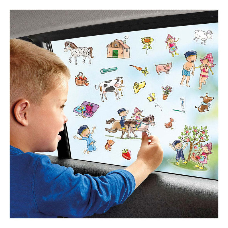 Load image into Gallery viewer, Fien teun raamstickers, niet permanente verplaatsbare stickers - met speelachtergrond - vanaf 3 jaar - bambolino toys
