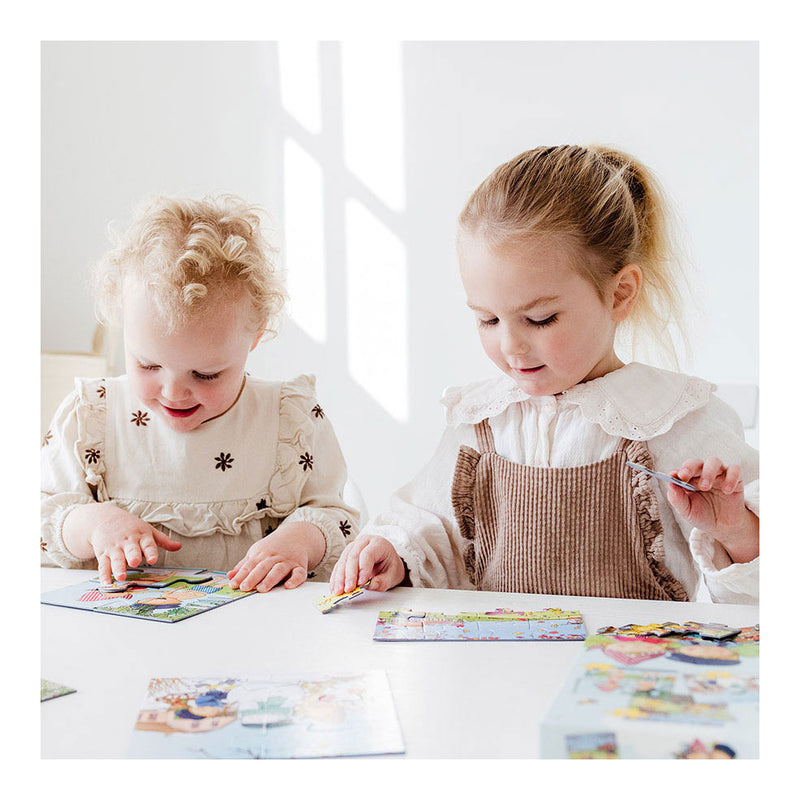 Load image into Gallery viewer, Bambolino fien en teun 4in1 puzzel 4-16 stukjes
