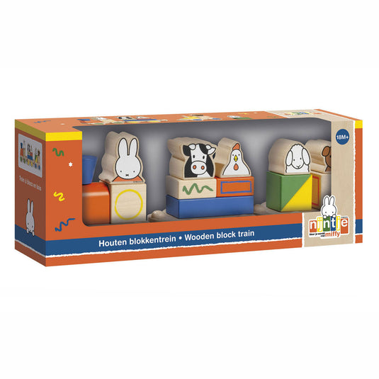 Bambolino nijntje houten speelgoed blokkentrein, trein met blokken - peuter kleuter educatief speelgoed - vanaf 1,5 jaar - toys cadeau tip