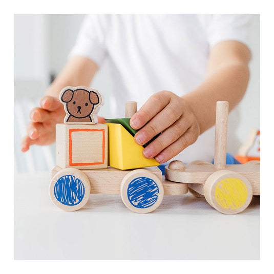 Bambolino nijntje houten speelgoed blokkentrein, trein met blokken - peuter kleuter educatief speelgoed - vanaf 1,5 jaar - toys cadeau tip