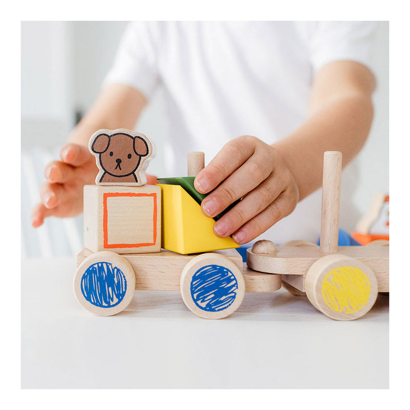 Load image into Gallery viewer, Bambolino nijntje houten speelgoed blokkentrein, trein met blokken - peuter kleuter educatief speelgoed - vanaf 1,5 jaar - toys cadeau tip

