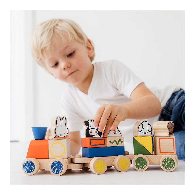Load image into Gallery viewer, Bambolino nijntje houten speelgoed blokkentrein, trein met blokken - peuter kleuter educatief speelgoed - vanaf 1,5 jaar - toys cadeau tip
