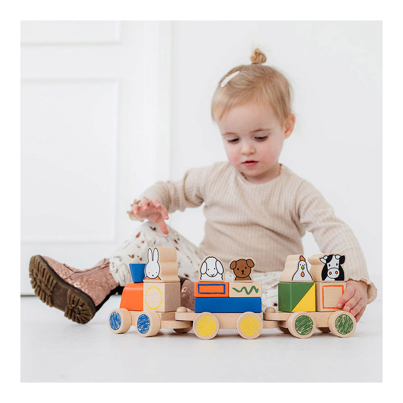 Load image into Gallery viewer, Bambolino nijntje houten speelgoed blokkentrein, trein met blokken - peuter kleuter educatief speelgoed - vanaf 1,5 jaar - toys cadeau tip
