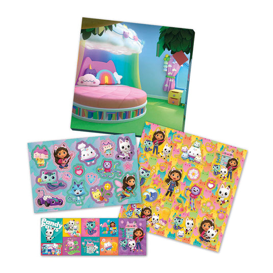 Totum gabby’s poppenhuis stickerset 3 vellen stickers met speeldecor - gabby’s dollhouse - creatief speelgoed meisjes vanaf 3 jaar