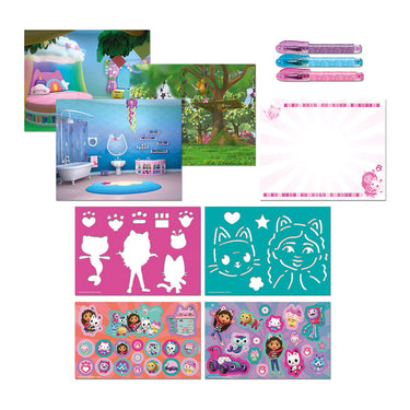 Totum gabby’s poppenhuis designer vakantieboek - doeboek tekenen schrijven stickeren, 25 delig - gabby’s dollhouse creatief speelgoed meisjes vanaf 3 jaar cadeautip