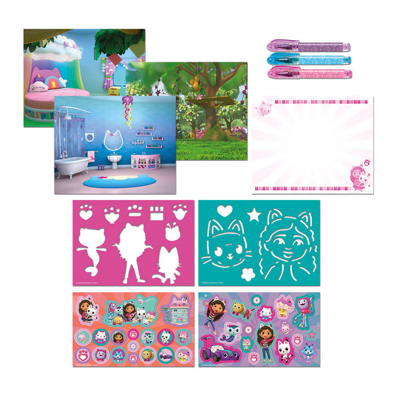Load image into Gallery viewer, Totum gabby’s poppenhuis designer vakantieboek - doeboek tekenen schrijven stickeren, 25 delig - gabby’s dollhouse creatief speelgoed meisjes vanaf 3 jaar cadeautip
