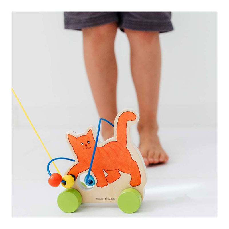 Load image into Gallery viewer, Bambolino toys dikkie dik houten trekfiguur met motoriekspiraal
