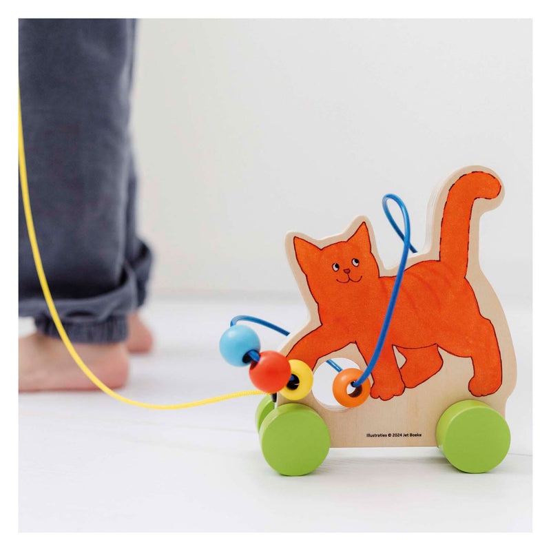 Load image into Gallery viewer, Bambolino toys dikkie dik houten trekfiguur met motoriekspiraal
