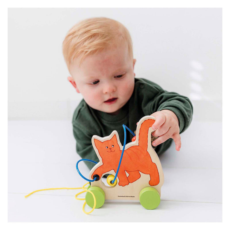 Load image into Gallery viewer, Bambolino toys dikkie dik houten trekfiguur met motoriekspiraal
