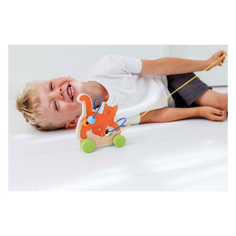 Load image into Gallery viewer, Bambolino toys dikkie dik houten trekfiguur met motoriekspiraal
