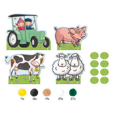 Bambolino fien teun knutselen - pompom plakken - knutselset boerderijdieren - creatief speelgoed, peuter, kleuter - vanaf 3 jaar - toys