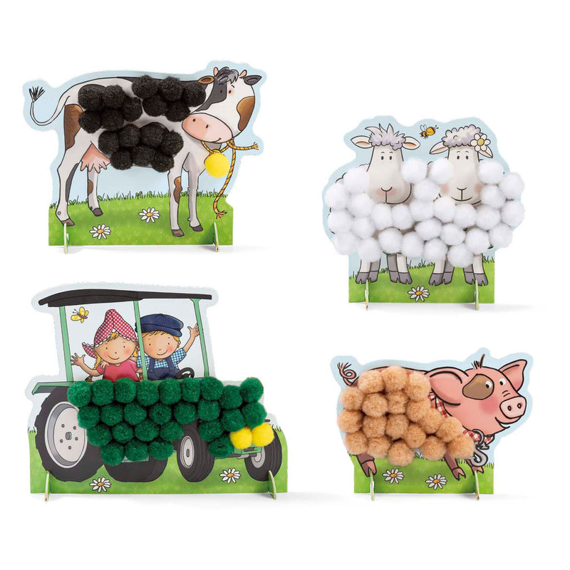 Load image into Gallery viewer, Bambolino fien teun knutselen - pompom plakken - knutselset boerderijdieren - creatief speelgoed, peuter, kleuter - vanaf 3 jaar - toys
