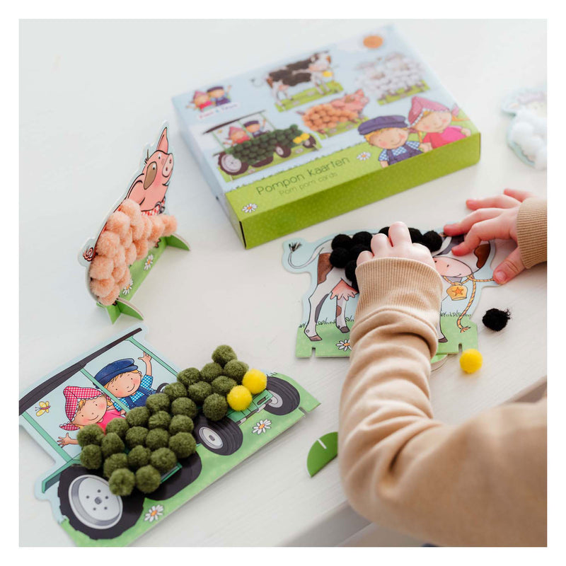 Load image into Gallery viewer, Bambolino fien teun knutselen - pompom plakken - knutselset boerderijdieren - creatief speelgoed, peuter, kleuter - vanaf 3 jaar - toys

