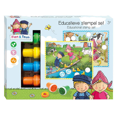 Bambolino fien teun creatieve stempelset, stempels en gekleurde kaarten - creatief, educatief speelgoed - boerderij speelgoed - vanaf 3 jaar - toys