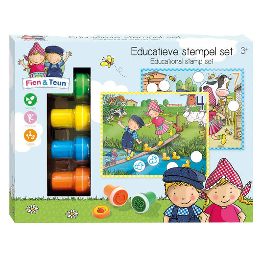 Bambolino fien teun creatieve stempelset, stempels en gekleurde kaarten - creatief, educatief speelgoed - boerderij speelgoed - vanaf 3 jaar - toys