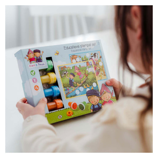 Bambolino fien teun creatieve stempelset, stempels en gekleurde kaarten - creatief, educatief speelgoed - boerderij speelgoed - vanaf 3 jaar - toys