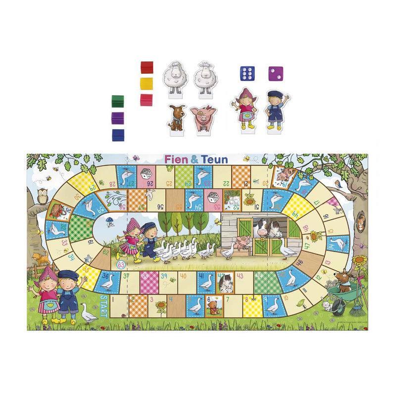 Load image into Gallery viewer, Fien teun ganzenbord - educatief peuter speelgoed - gezelschaps spel bordspel - boerderij thema - bambolino toys - vanaf 4 jaar cadeautip
