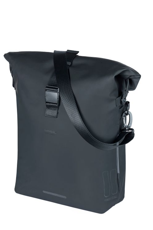 Load image into Gallery viewer, Basil SoHo MIK Side fietsschoudertas - zwart, waterdicht, PU, Nordlicht LED, 17l
